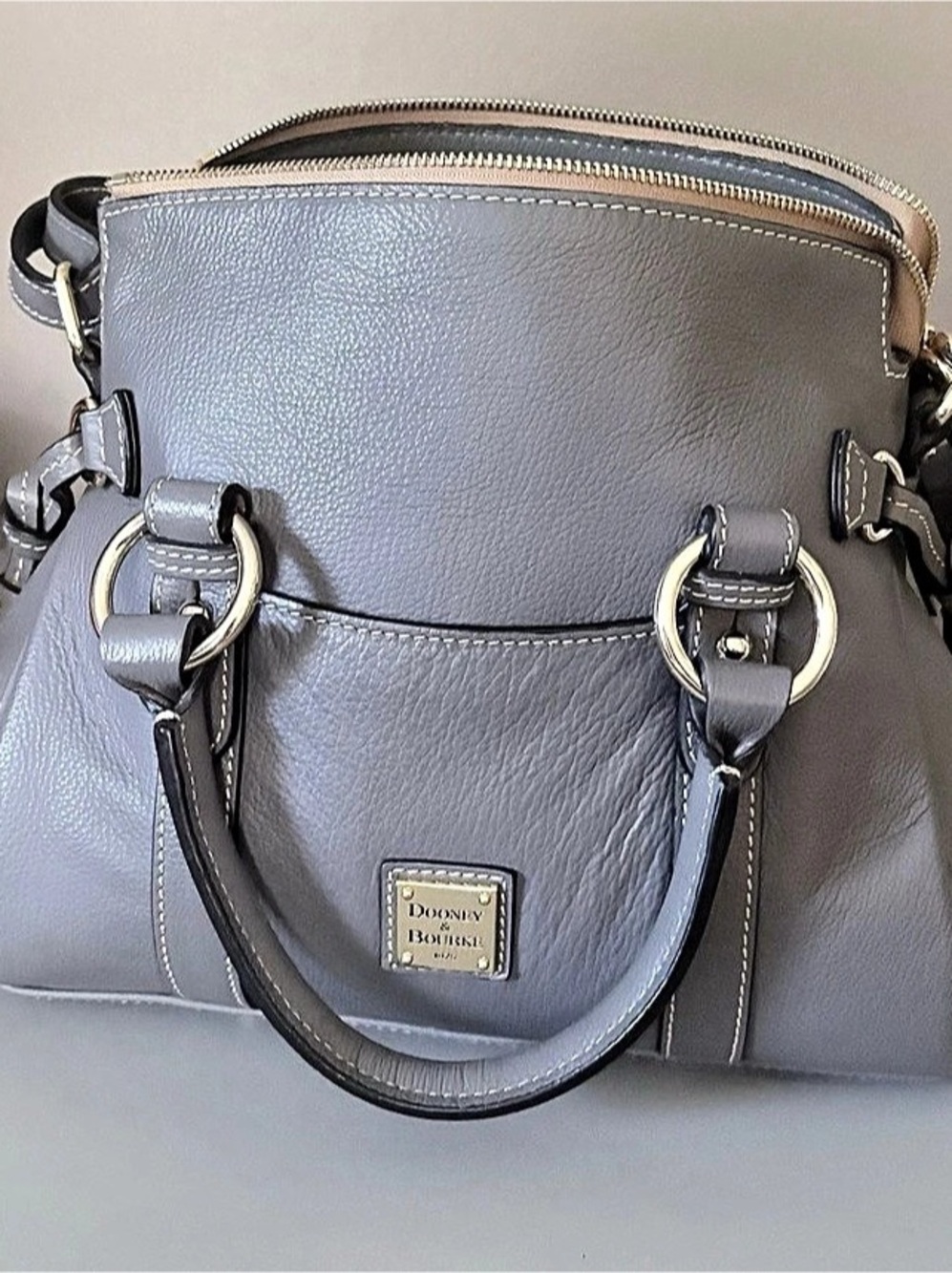 Dooney & Bourke Sorrento Satchel 30 With Pocket Slate Gray